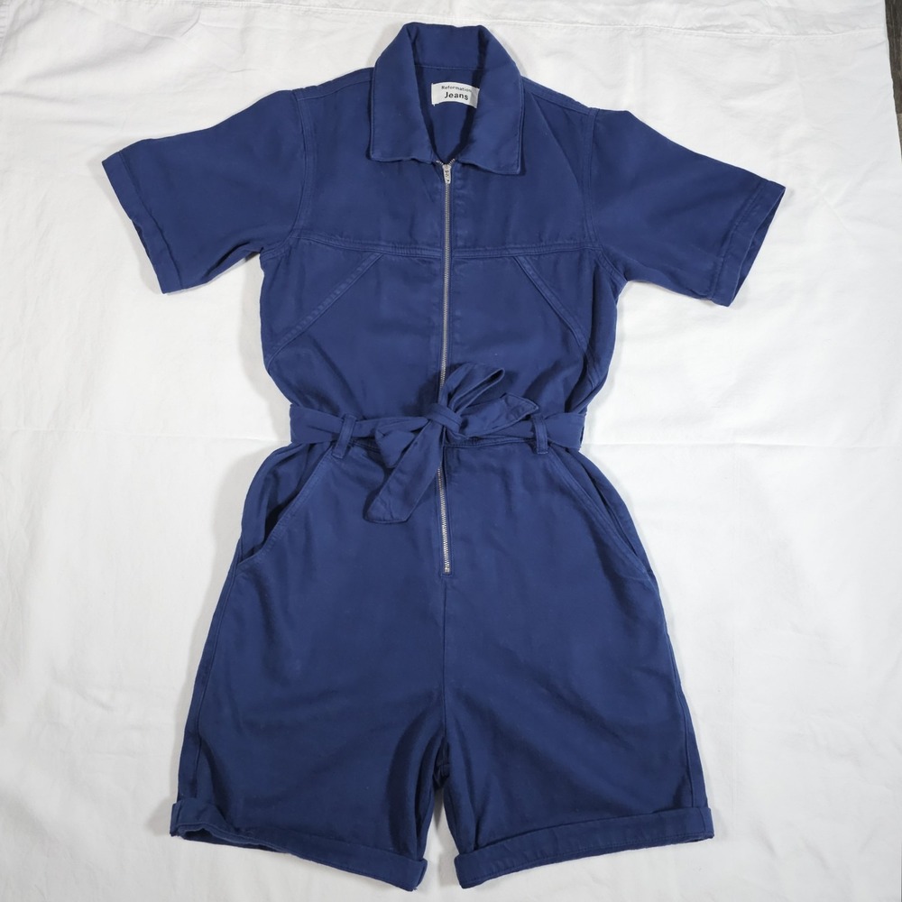 Reformation Womens Sadie Romper Jumpsuit Size 0 100% Organic Cotton Blue‎ Denim